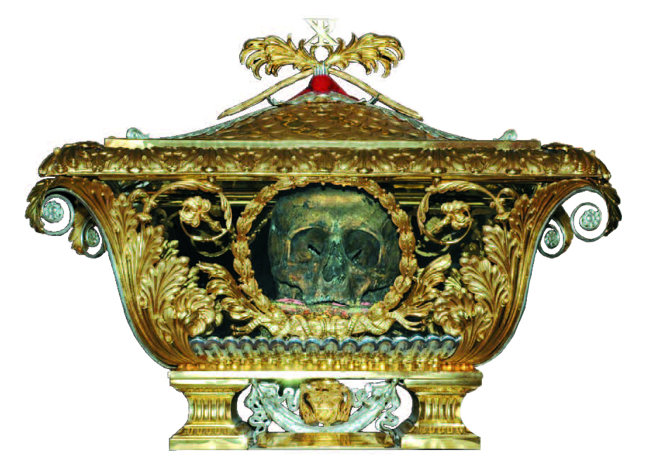 Reliquia del cranio attribuito a Giacomo il Minore, compatibile con le reliquie presenti a Roma nella Basilica dei Santi XII Apostoli. Si trova ora nella Cattedrale di San Ciriaco, Ancona.